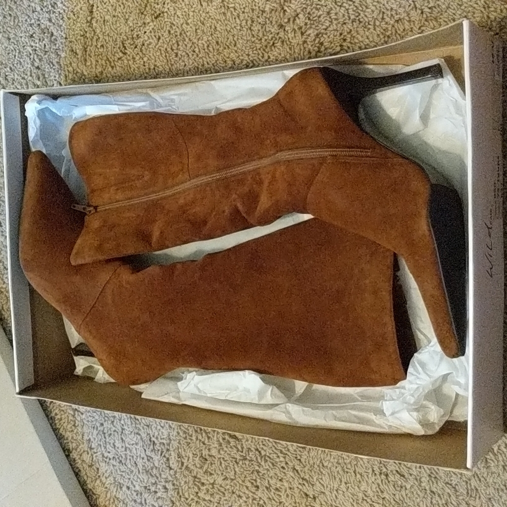 Tall brown suede boots